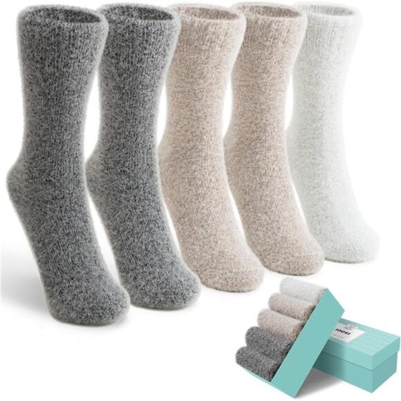 New 5 Pairs Fuzzy Soft Cozy Comfortable Socks for Women, Casual Sleep Comfy Sock - Picture 1 of 6